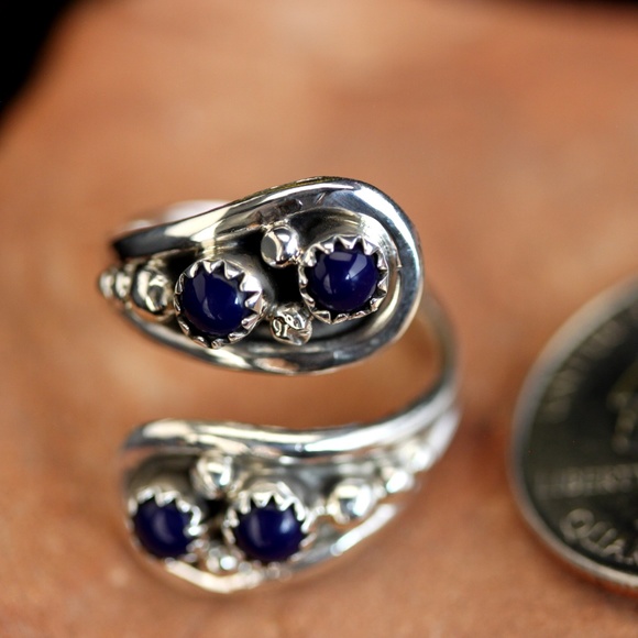 Adjustable Sterling Silver Lapis Lazuli Ring - Picture 6 of 6